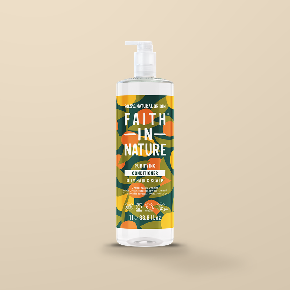 Faith In Nature Grapefruit & Orange Conditioner – 1L — original product packaging on warm beige background