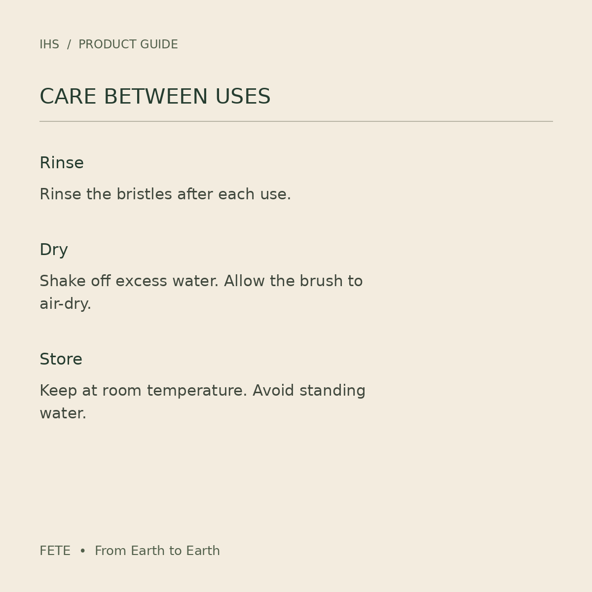 FETE bamboo toothbrush care guide: rinse and air dry