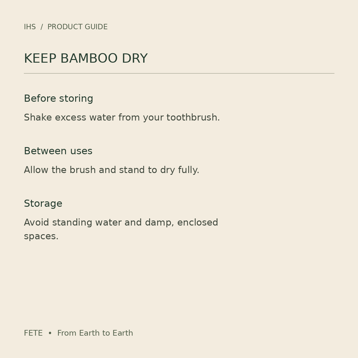 FETE stand care information guide