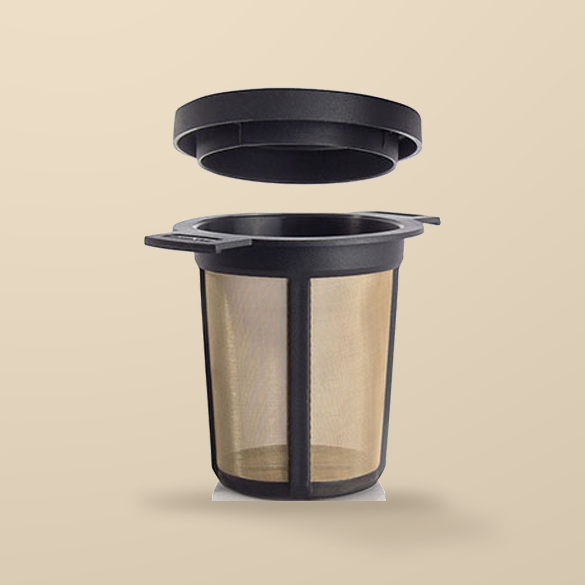 Finum Reusable Brewing Basket with Lid – 1 Piece on warm beige studio background