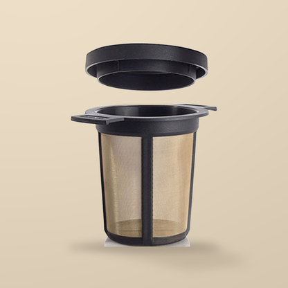 Finum Reusable Brewing Basket with Lid – 1 Piece on warm beige studio background