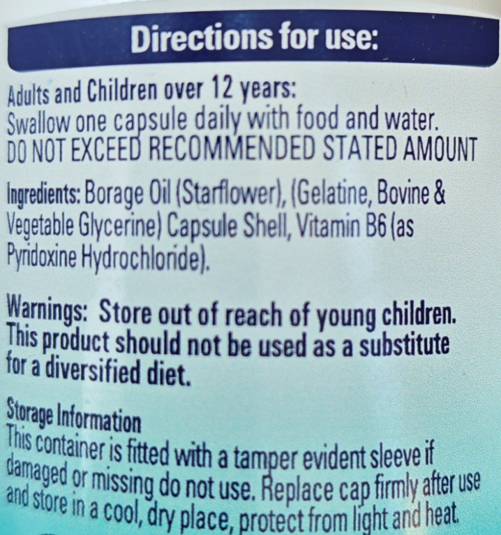 Directions for use and product information on a blue background