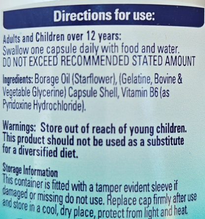 Directions for use and product information on a blue background