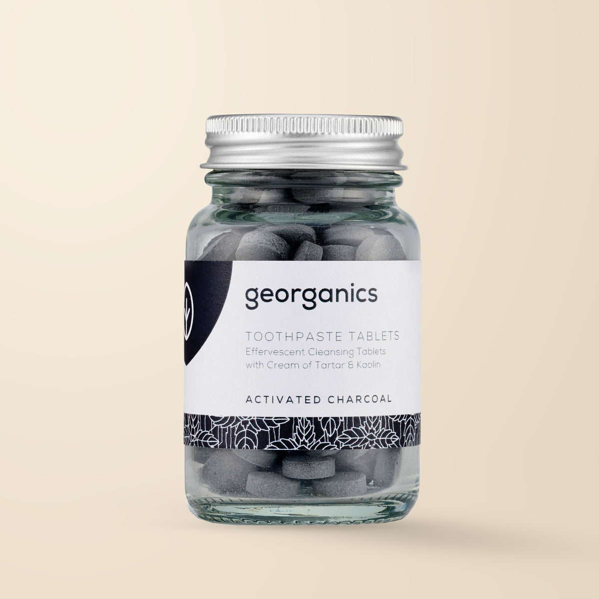 Georganics Activated Charcoal Toothpaste Tablets – Fluoride-Free, 120 Tablets product packaging