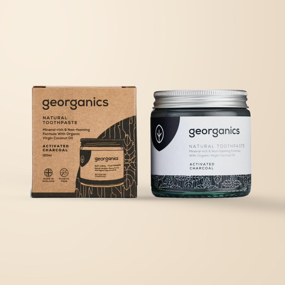 Georganics Activated Charcoal Toothpaste – Fluoride-Free, 120ml product packaging