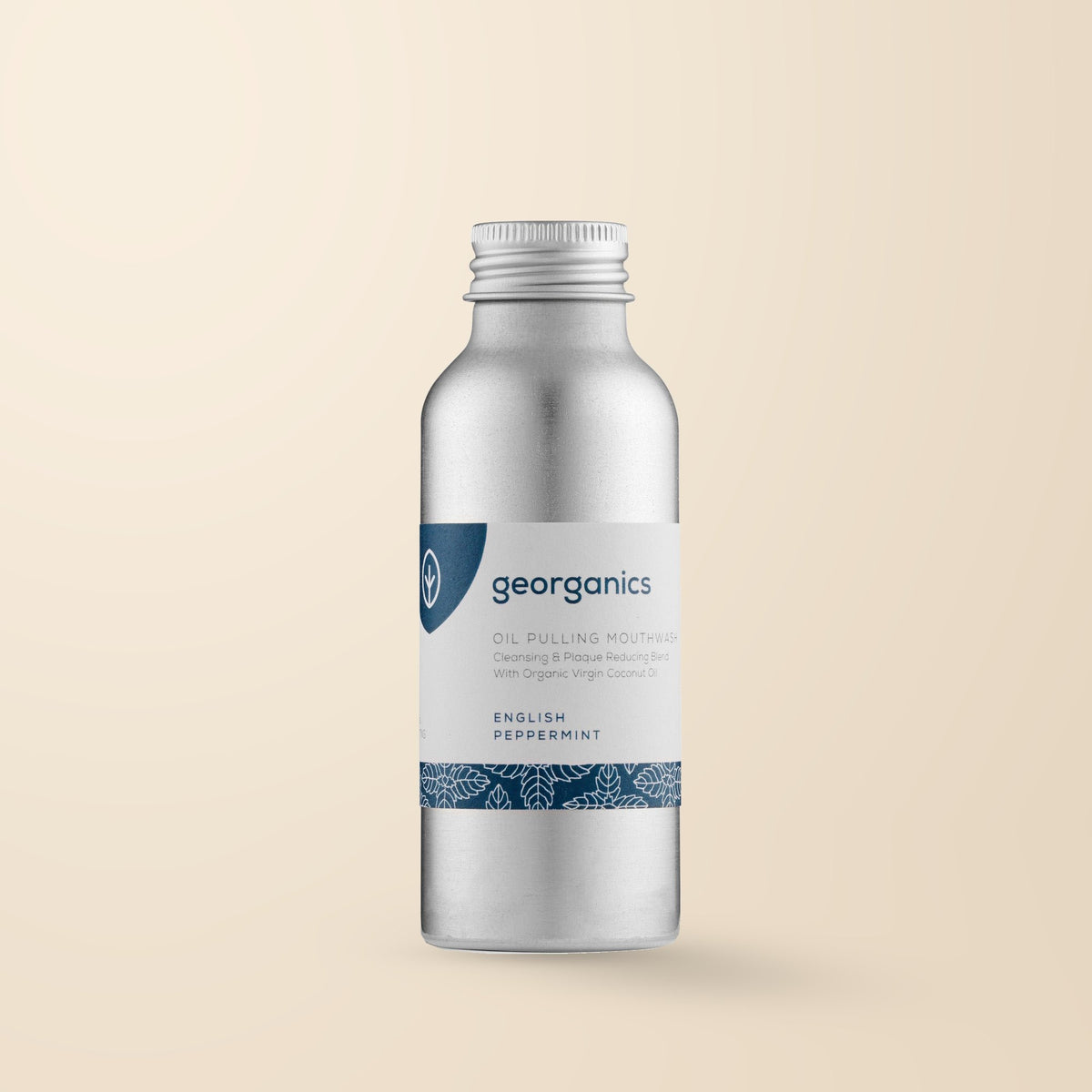 Georganics English Peppermint Oil Pulling Mouthwash – 100ml product packaging