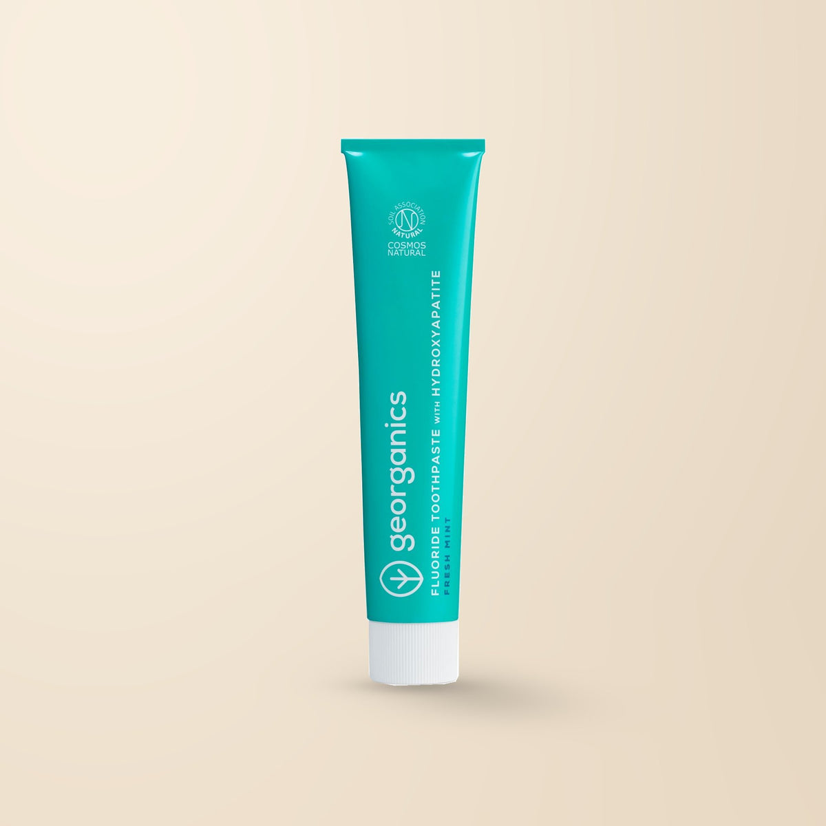 Georganics Fresh Mint Fluoride Toothpaste with Hydroxyapatite – 75ml product packaging
