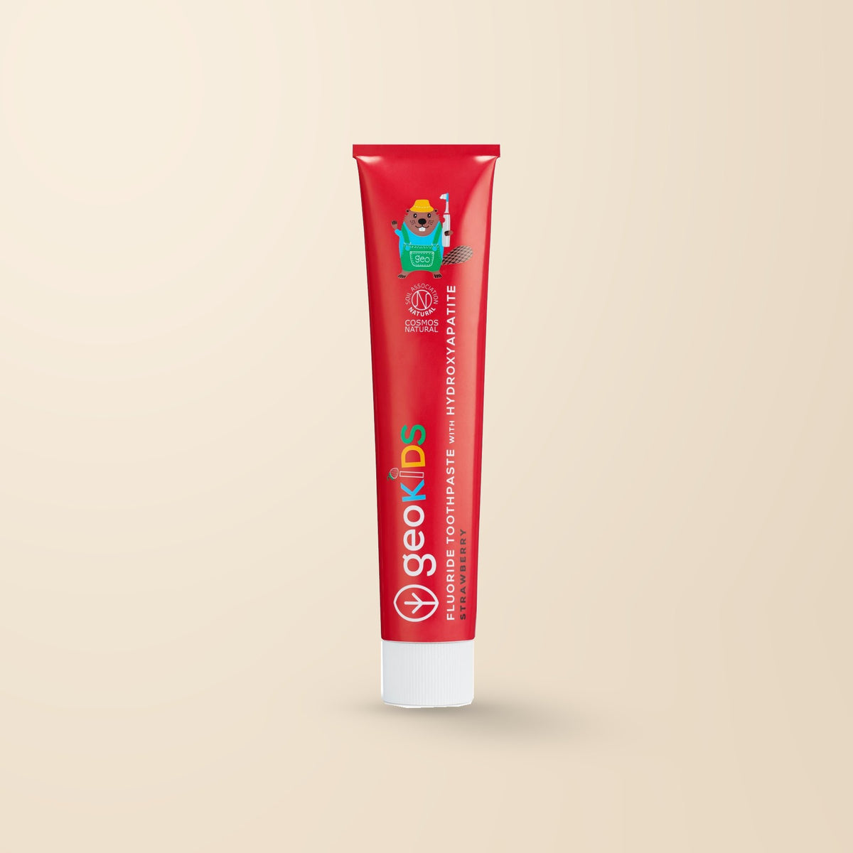 Georganics Kids Strawberry Fluoride Toothpaste with Hydroxyapatite – 75ml product packaging