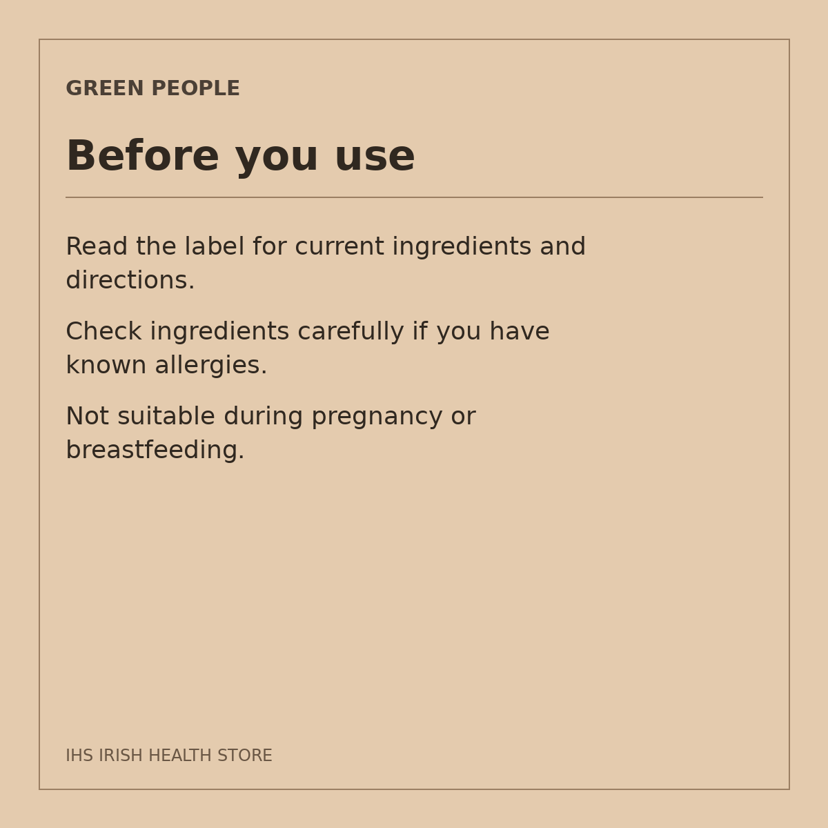 Green People for Men No. 8 Thyme & Prebiotics Deodorant – Roll-On, 75ml: before you use on a beige information card