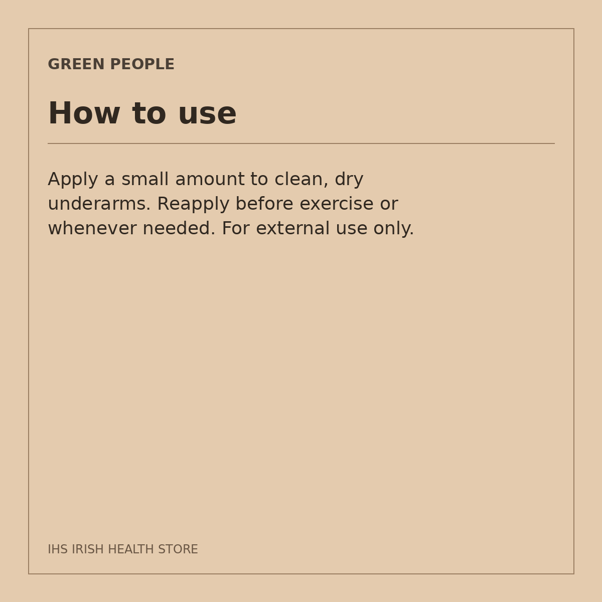 Green People for Men No. 9 Mint & Prebiotics Deodorant – Roll-On, 75ml: how to use on a beige information card