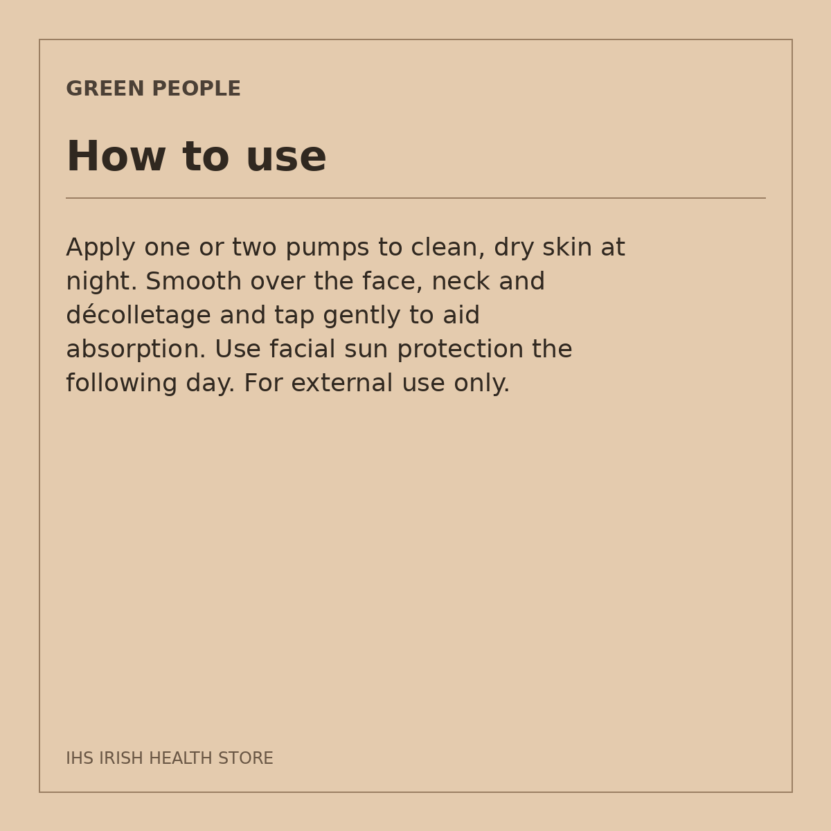 Green People Fruitful Nights Night Cream – Pineapple & Raspberry, 50ml: how to use on a beige information card