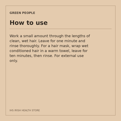 Green People Intensive Repair Conditioner – Green Tea & Avocado, 200ml: how to use on a beige information card