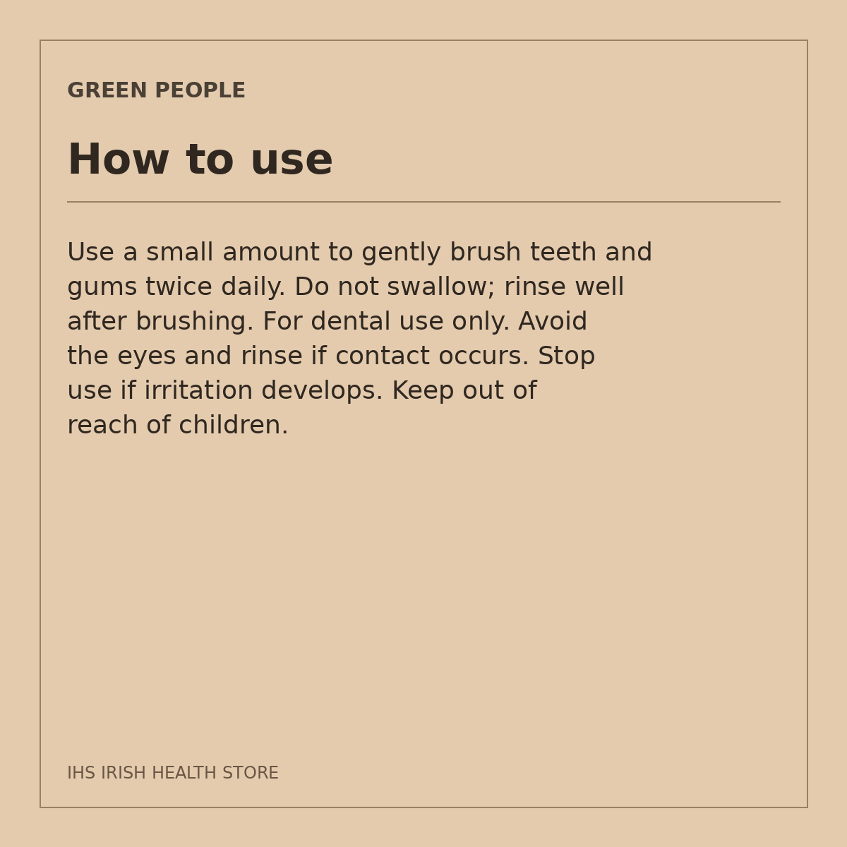 Green People Minty Cool Toothpaste – Peppermint & Spearmint, 50ml: how to use on a beige information card