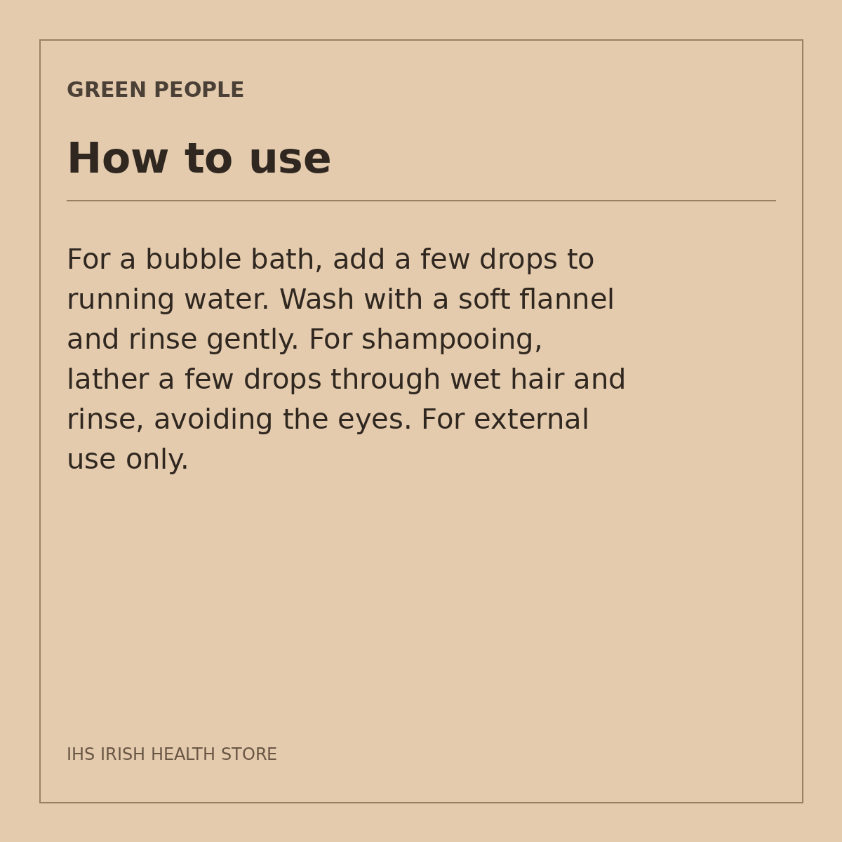 Green People Organic Babies Lavender Baby Wash & Shampoo – 150ml: how to use on a beige information card