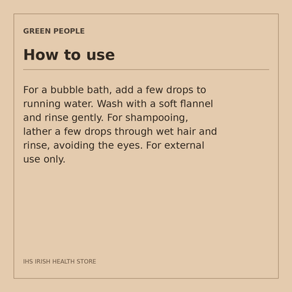 Green People Organic Babies Lavender Baby Wash & Shampoo – 150ml: how to use on a beige information card