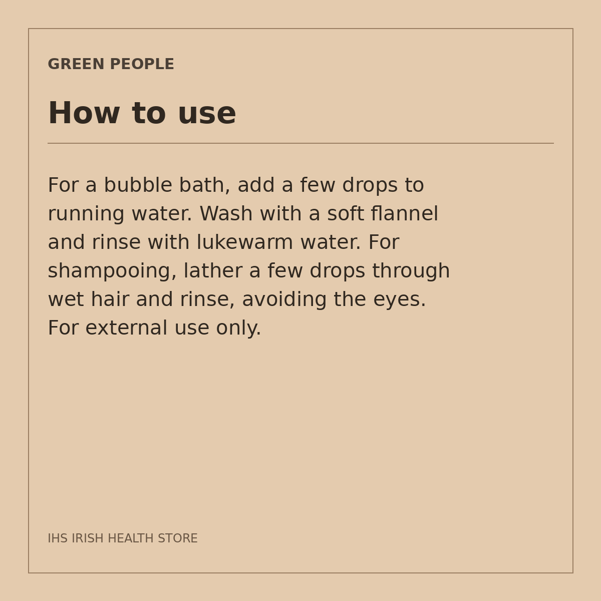 Green People Organic Babies Scent Free Baby Wash & Shampoo – 150ml: how to use on a beige information card