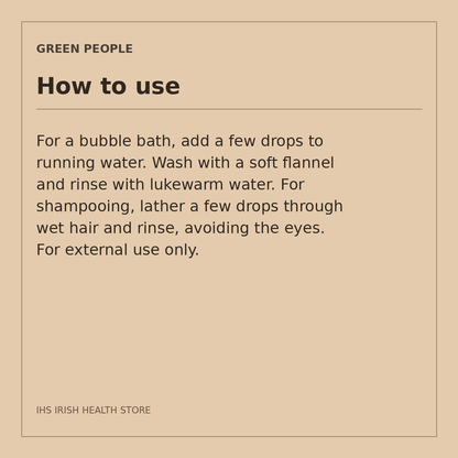 Green People Organic Babies Scent Free Baby Wash & Shampoo – 150ml: how to use on a beige information card