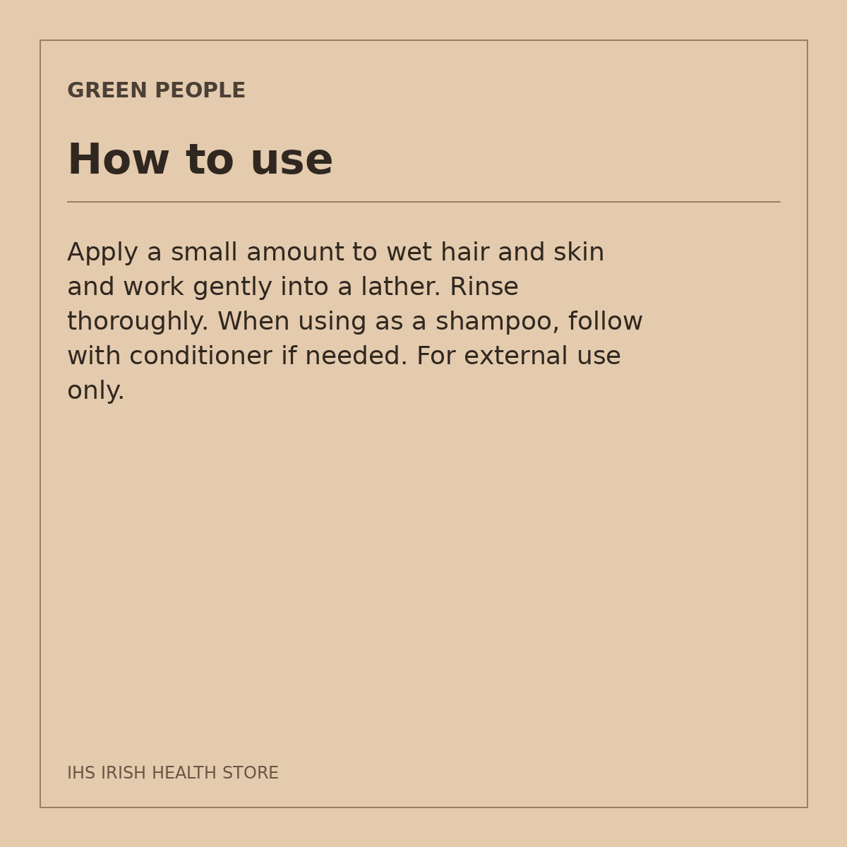 Green People Organic Children Berry Smoothie Shampoo & Body Wash – 200ml: how to use on a beige information card