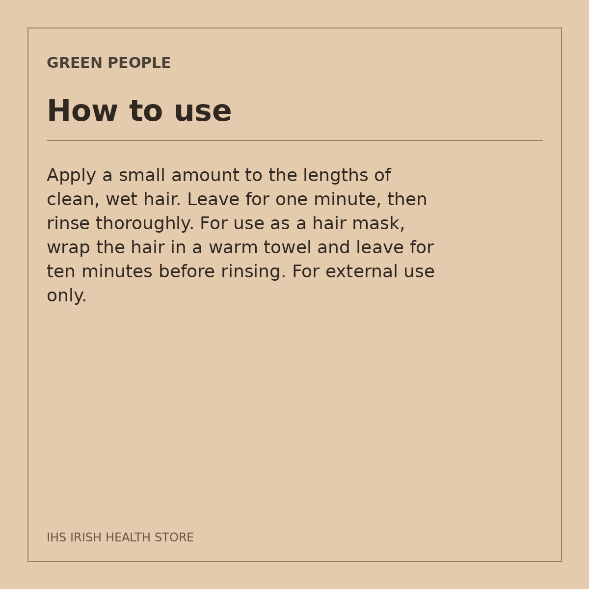 Green People Protein-Boost Conditioner – Quinoa & Artichoke, 200ml: how to use on a beige information card