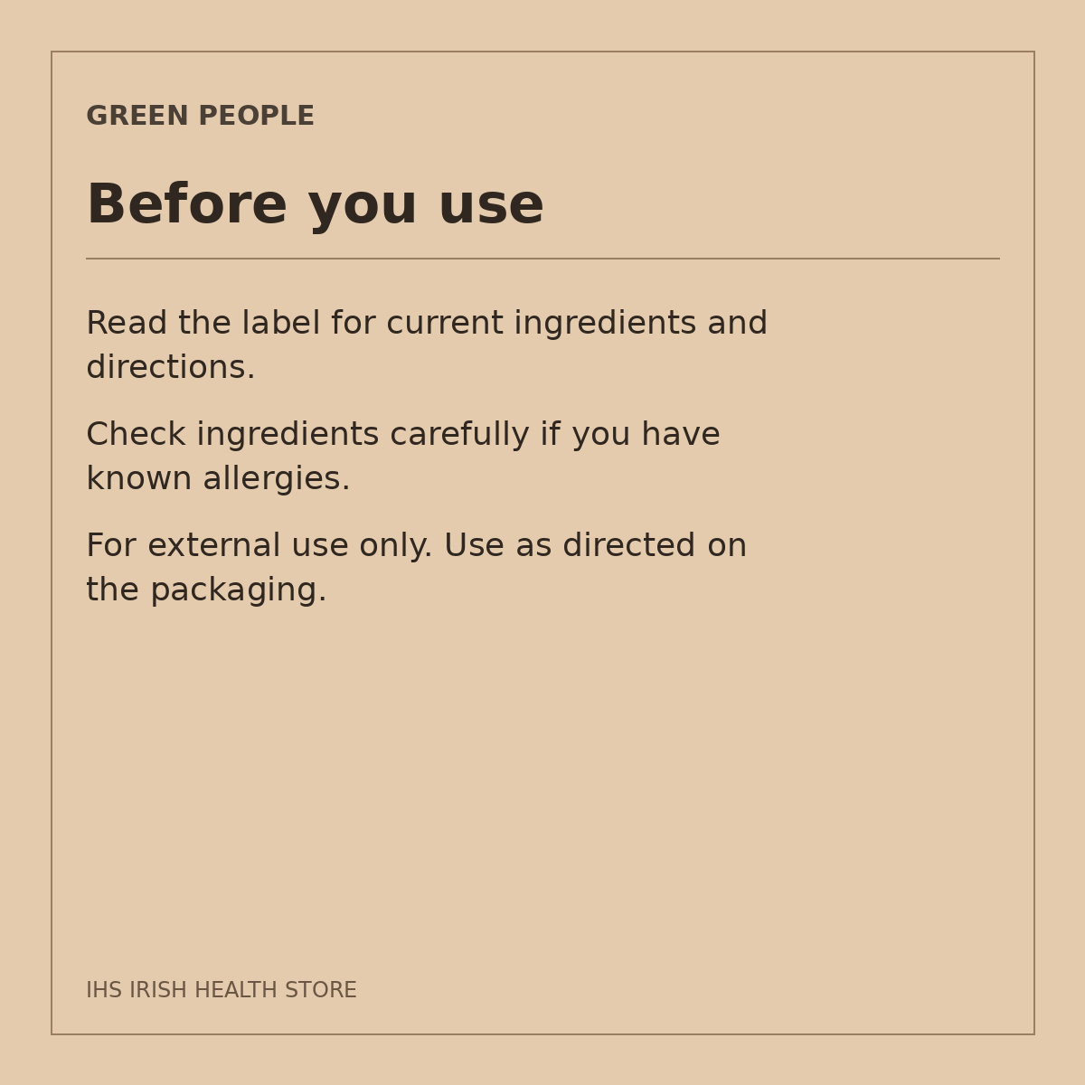 Green People Rejuvenating Eye Cream – Tuberose & Eternal Flower, 10ml: before you use on a beige information card