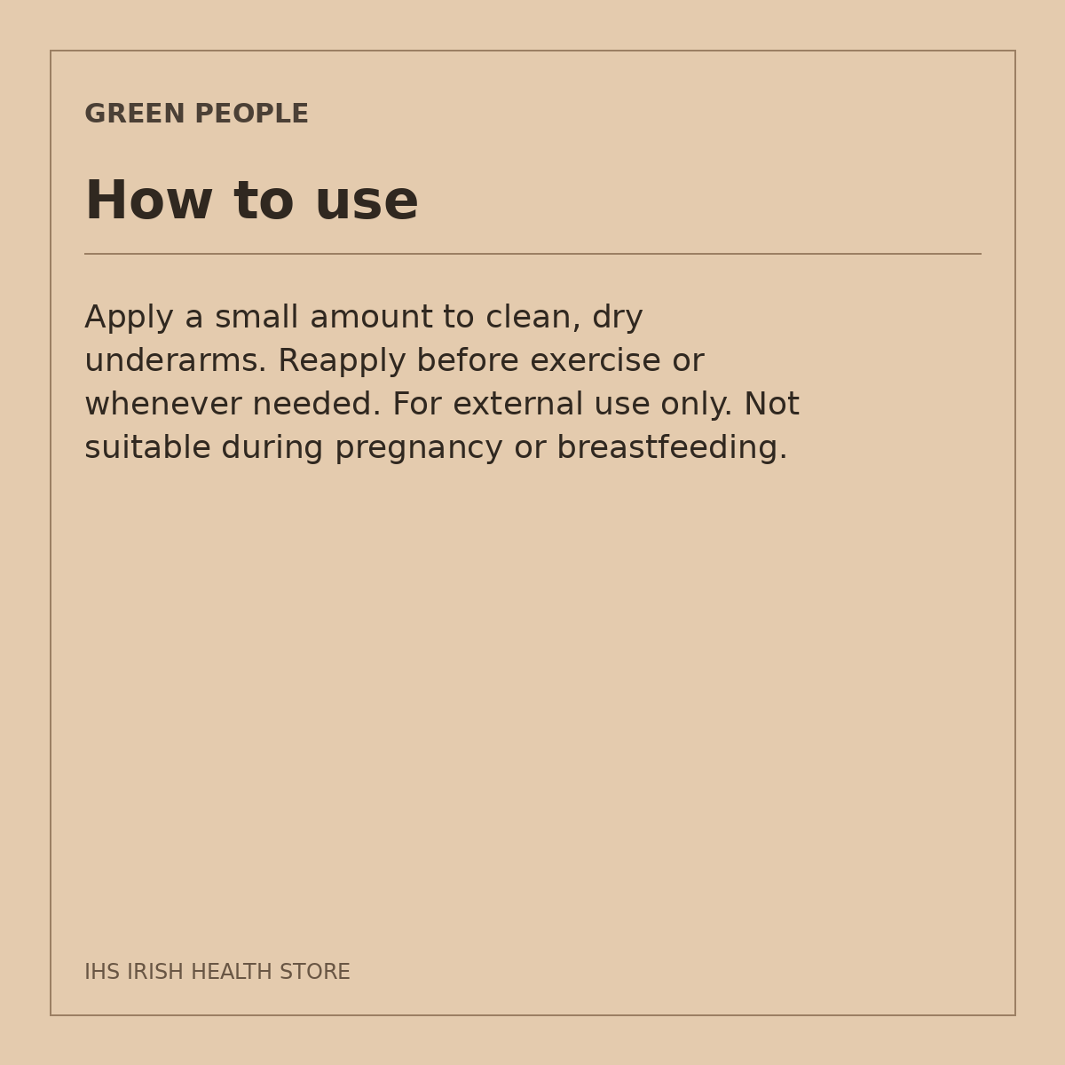 Green People Rosemary & Prebiotics Deodorant – Roll-On, 75ml: how to use on a beige information card