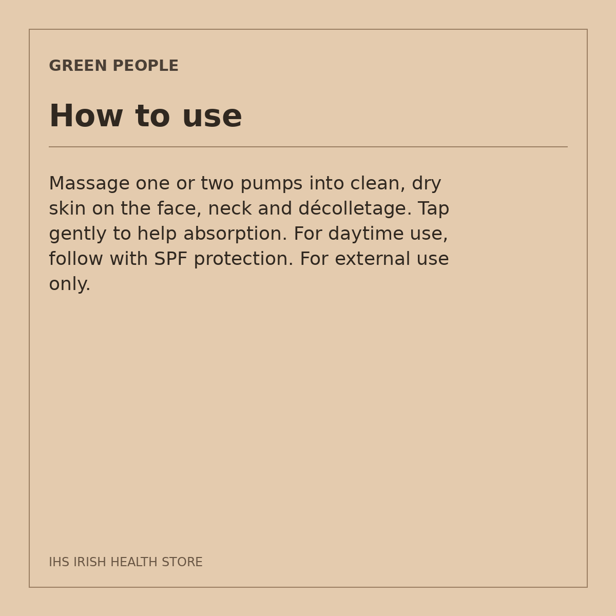 Green People Scent Free 24-Hour Cream – Baicalin & Prebiotics, 50ml: how to use on a beige information card