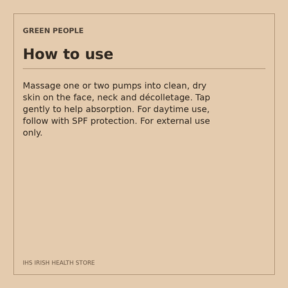 Green People Scent Free 24-Hour Cream – Baicalin & Prebiotics, 50ml: how to use on a beige information card