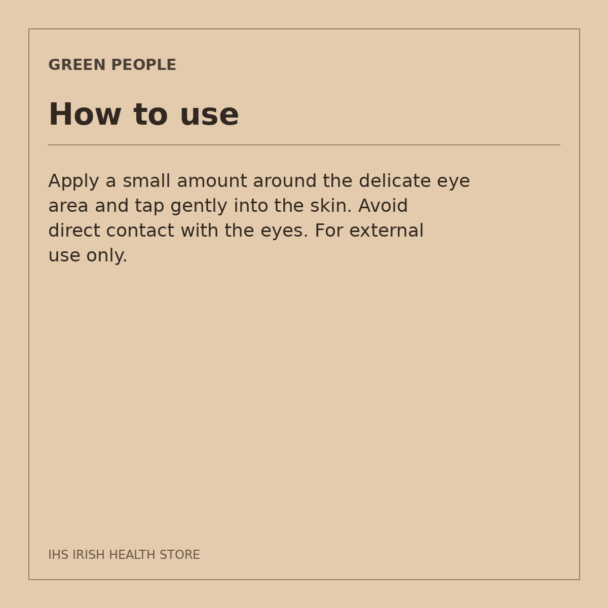 Green People Scent Free Eye Cream – Tuberose & Prebiotics, 10ml: how to use on a beige information card