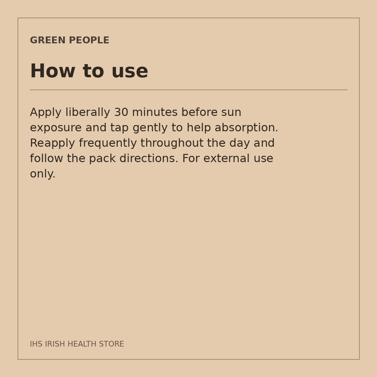 Green People Scent Free Facial SPF15 Sun Cream – Aloe Vera & Prebiotics, 50ml: how to use on a beige information card