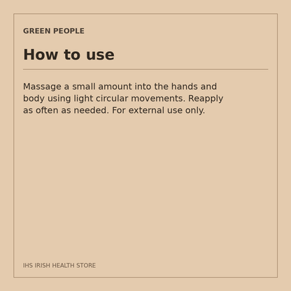 Green People Scent Free Hand & Body Lotion – Squalane & Prebiotics, 150ml: how to use on a beige information card