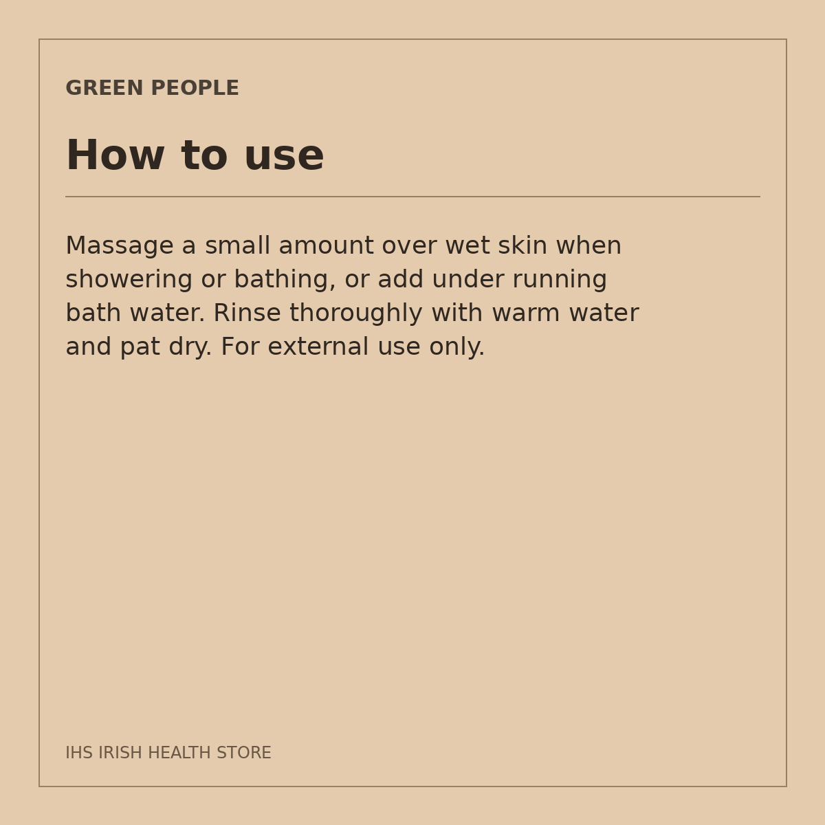Green People Scent Free Shower Gel – Aloe Vera & Prebiotics, 200ml: how to use on a beige information card