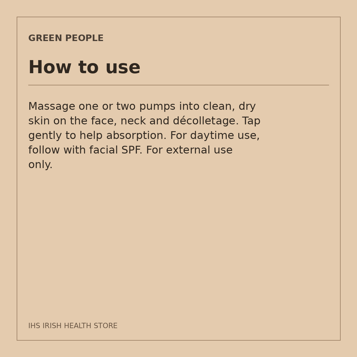 Green People Vita Min Fix 24-Hour Cream – Baicalin & Squalane, 50ml: how to use on a beige information card