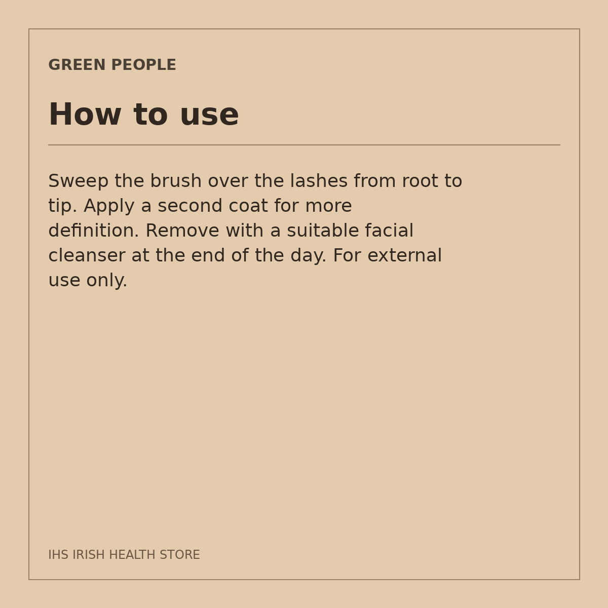 Green People Volumising Mascara – Brown, 7ml: how to use on a beige information card