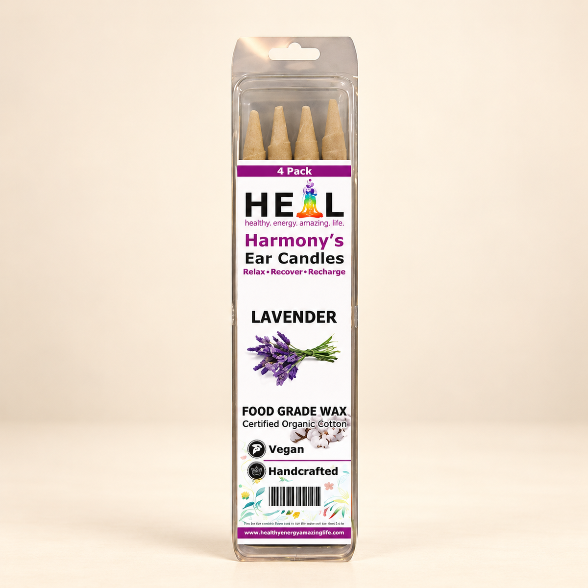 Harmony Cone Lavender Ear Candles 4 Pack — product packaging, image 2