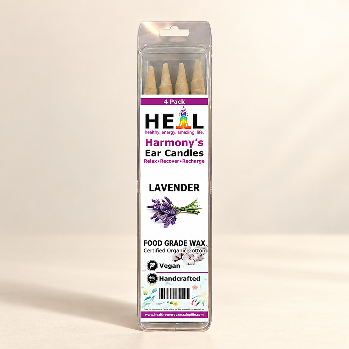 Harmony Cone Lavender Ear Candles 4 Pack — product packaging, image 3