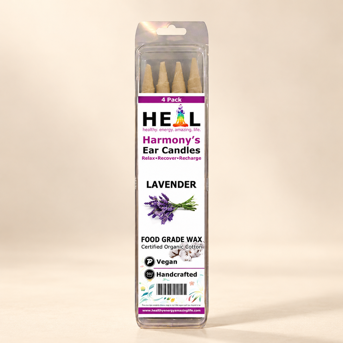 Harmony Cone Lavender Ear Candles 4 Pack — product packaging, image 4