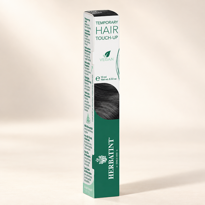Herbatint Temporary Hair Touch-Up Black 10ml carton on cream studio background, view 2