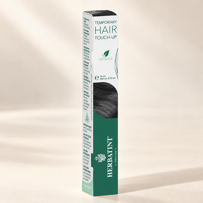 Herbatint Temporary Hair Touch-Up Black 10ml carton on cream studio background, view 3