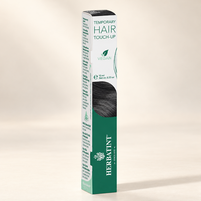 Herbatint Temporary Hair Touch-Up Black 10ml carton on cream studio background, view 4