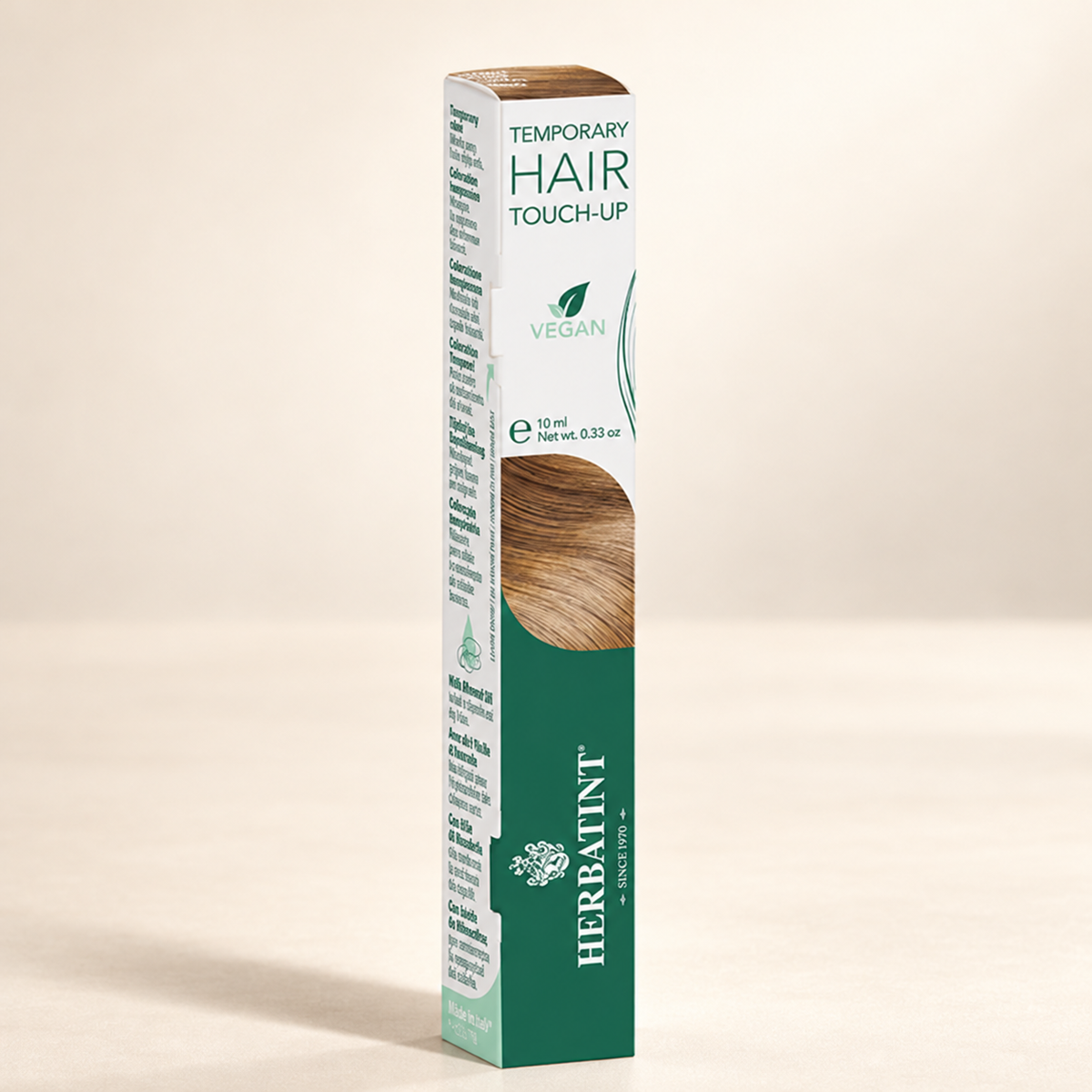 Herbatint Temporary Hair Touch-Up Blonde 10ml carton on cream studio background, view 1