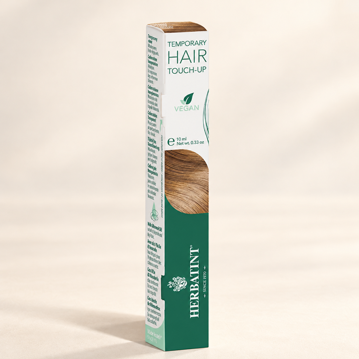 Herbatint Temporary Hair Touch-Up Blonde 10ml carton on cream studio background, view 4