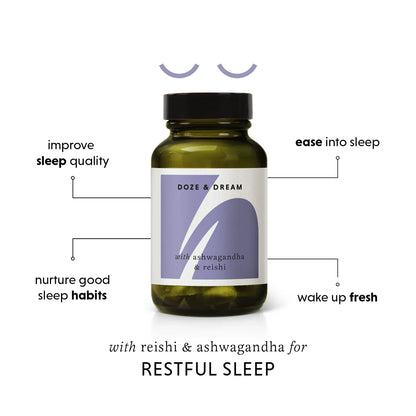 Supplement facts and ingredient label of The Herbtender Doze & Dream