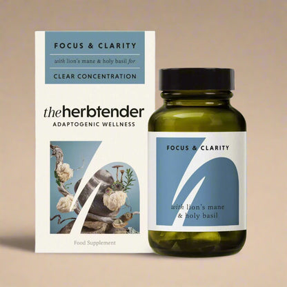 Front view of The Herbtender Focus & Clarity – 60 Capsules bottle