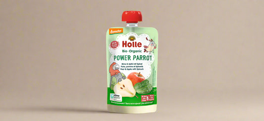 Holle Organic Pear Apple and Spinach 12 x 100g baby food pouches
