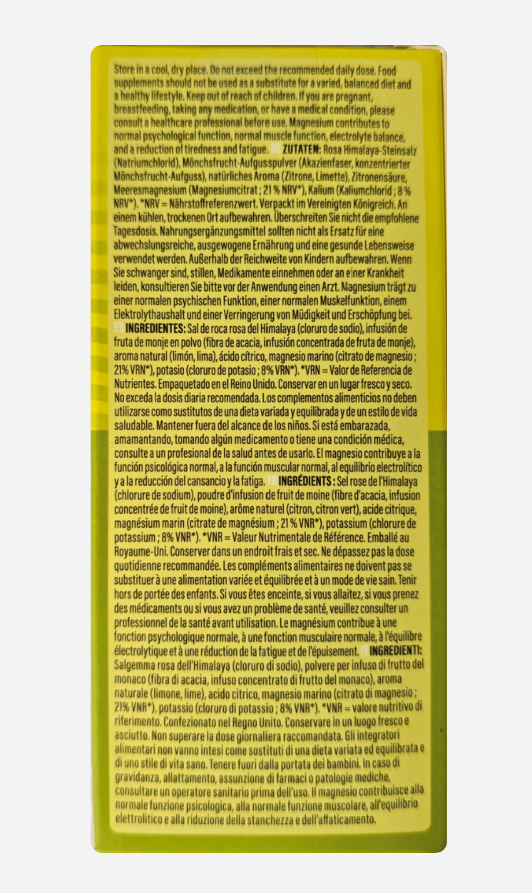 Nutritional information panel on a yellow background