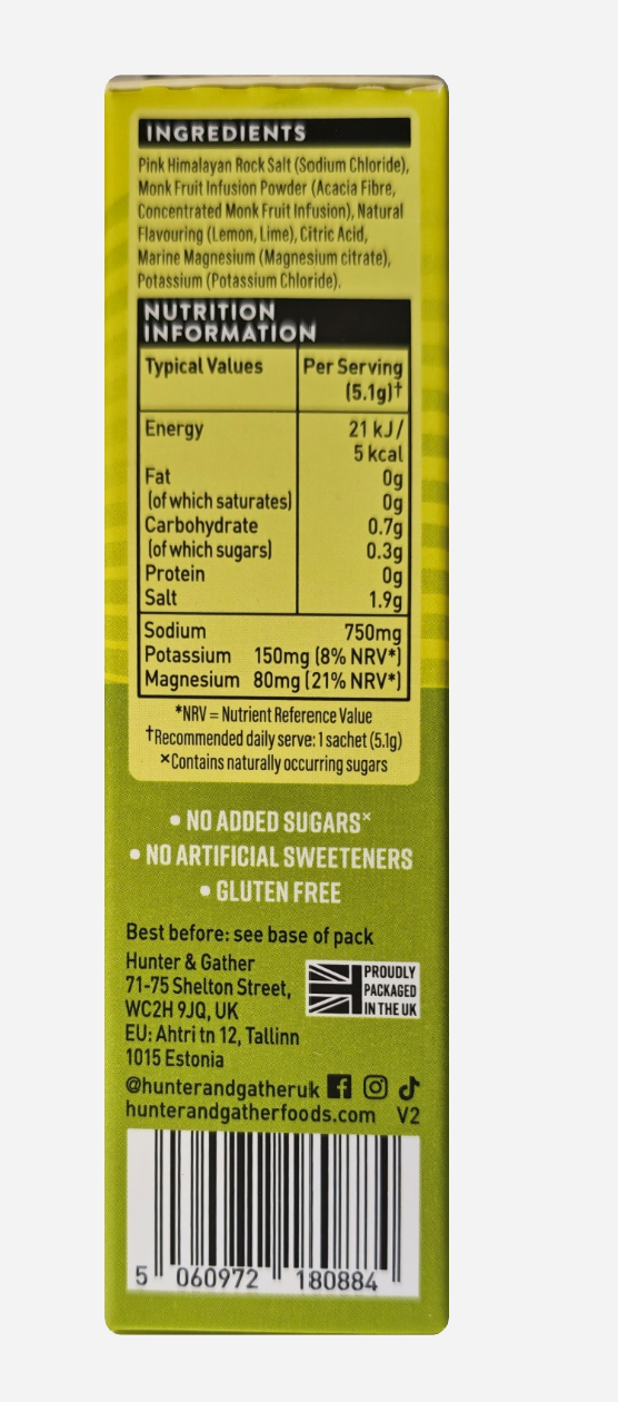 Nutrition label and ingredient list on a yellow background