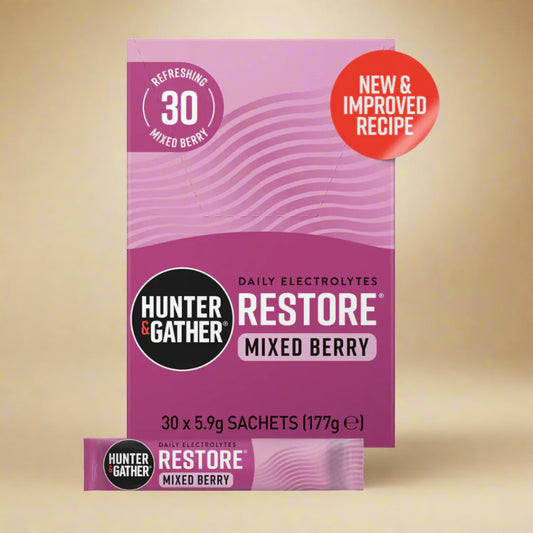 Hunter & Gather Mixed Berry Electrolytes sachets with sodium, potassium, and magnesium