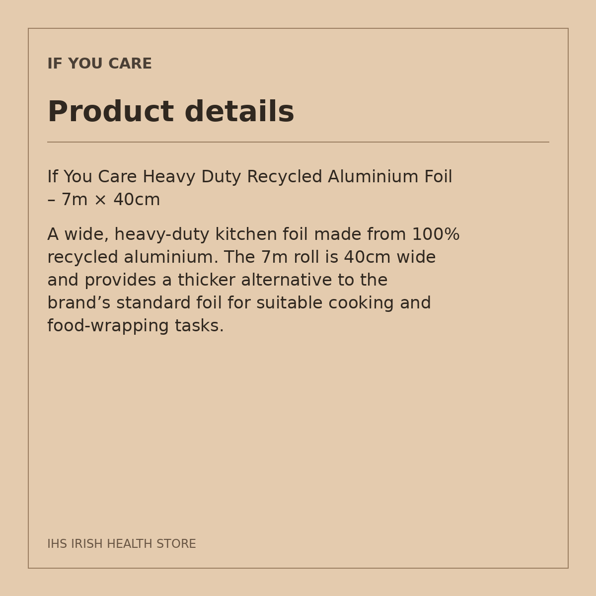 If You Care Heavy Duty Recycled Aluminium Foil – 7m × 40cm: product details