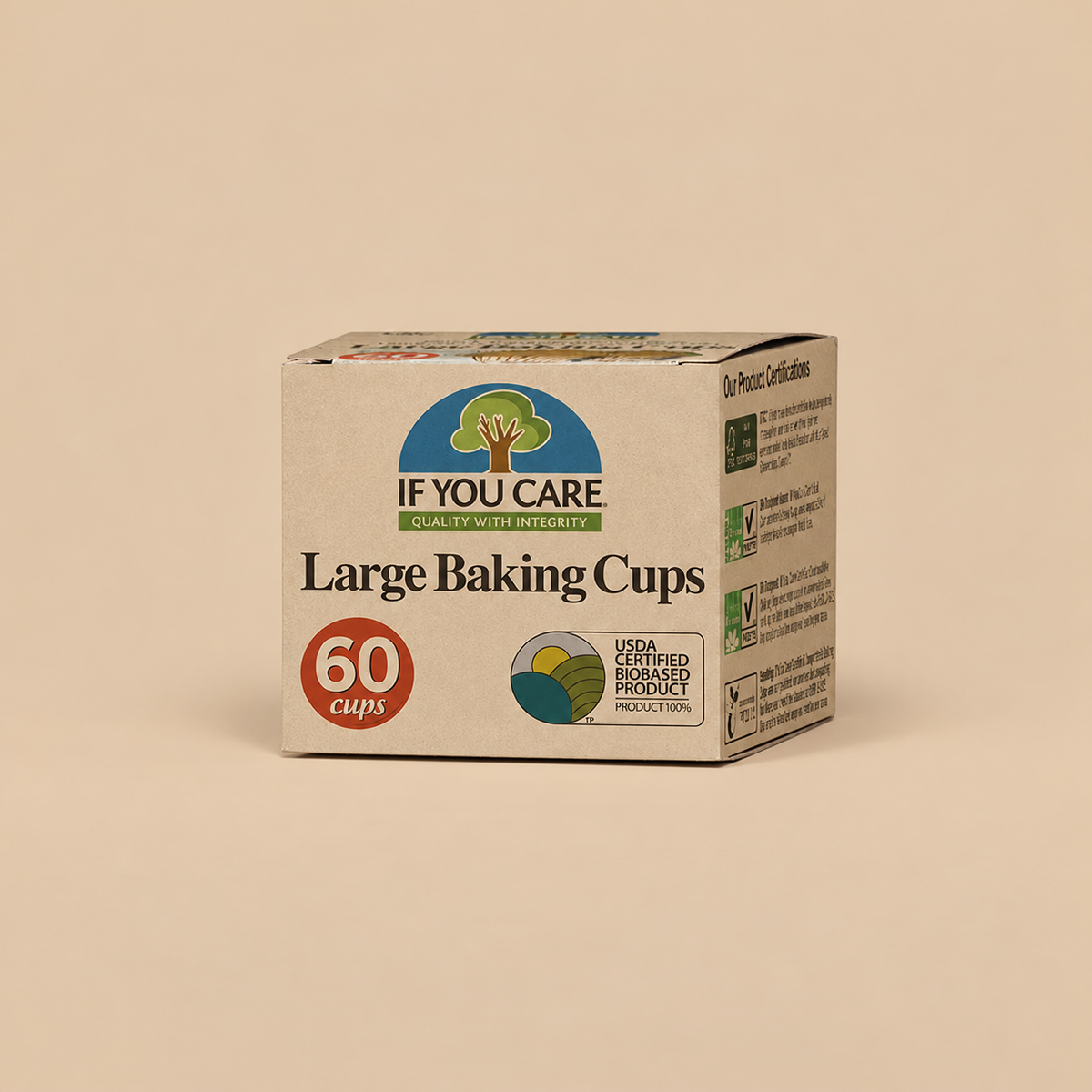 If You Care Large Unbleached Baking Cups – 60 Cups — product pack on a beige background