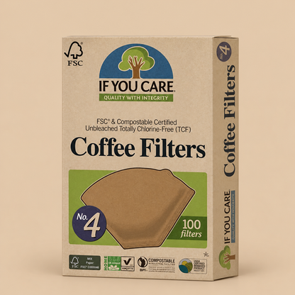 If You Care No. 4 Unbleached Coffee Filters – 100 Filters — product pack on a beige background
